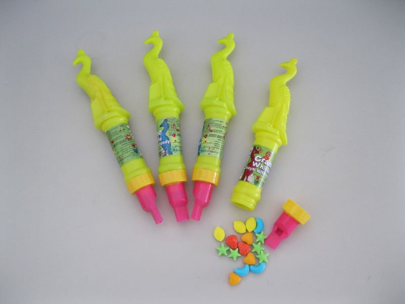 611.Crane whistle toy with candy2