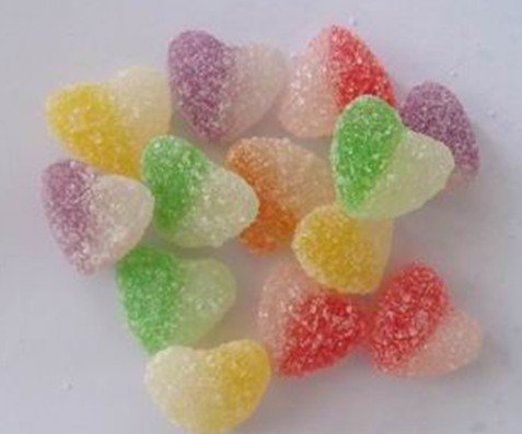 heart shaped starch candy with sugar