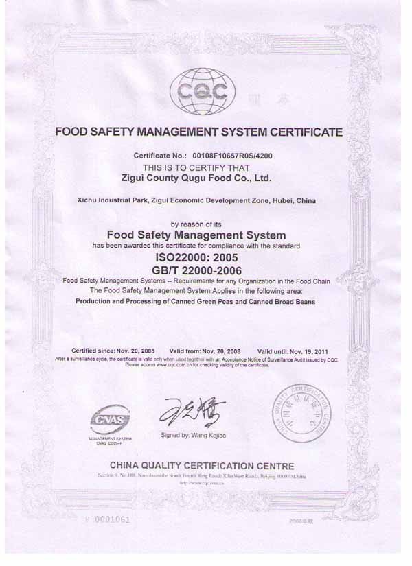HACCP certificate