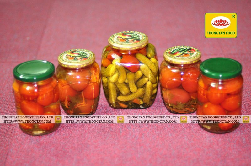 Pickled Egg Tomato and Cherry Tomato and Pickled cucumber with Cherry Tomato