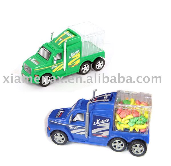 2012latest item plastic candy toy candy slide cartoon truck