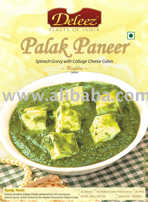 palak paneer (spinach gravy with cottage cheese cubes)