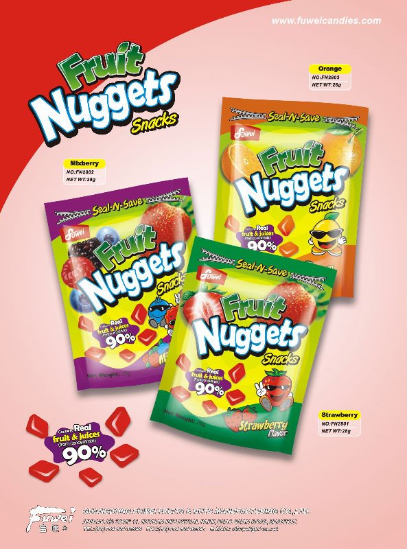 28g fruit nuggets pectin gummy candy products,China 28g fruit nuggets