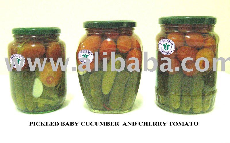 pickled baby cucumber and cherry tomatoes