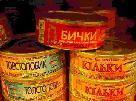 Canned fish and vegetables
