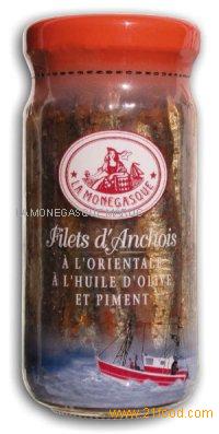 100g pot flat filets of anchovies in oriental