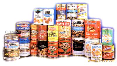 canned baby clams and crab meat