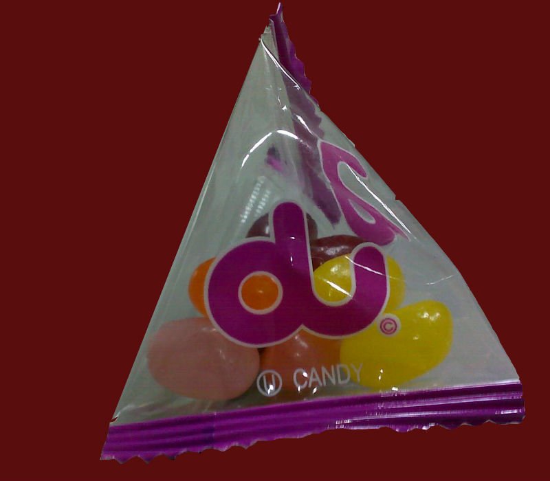 gourment Jelly Beans in mini plastic triangular pack