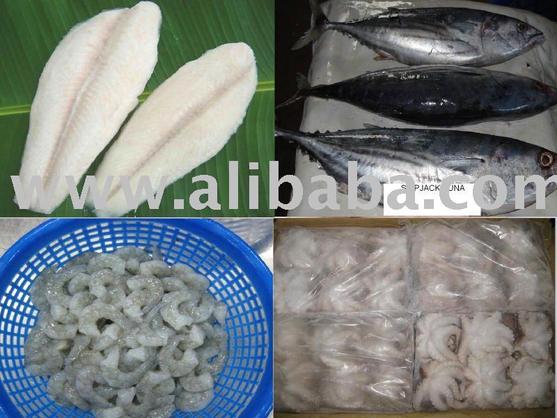Sell  Skipjack  whole+cooked loin,YF Tuna,Marlin,Mackerel,Pangasius,Shrimp,Octopus,Cuttle  fish ,Squid.