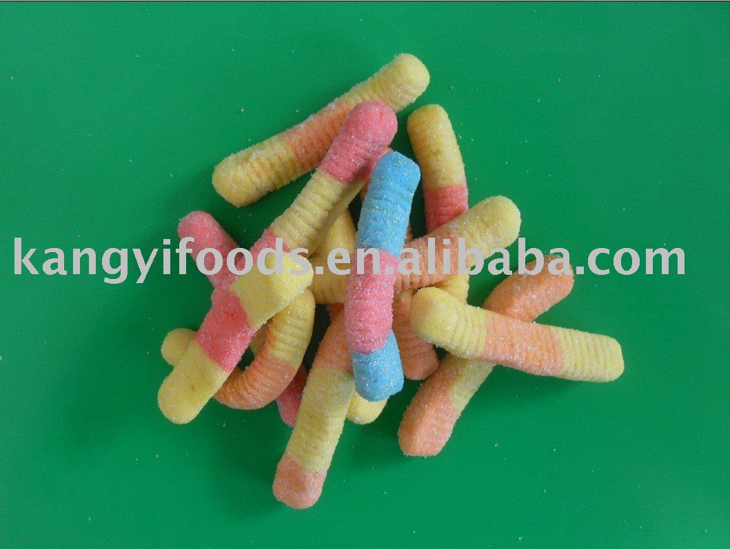 Sour worm shape gummy candy