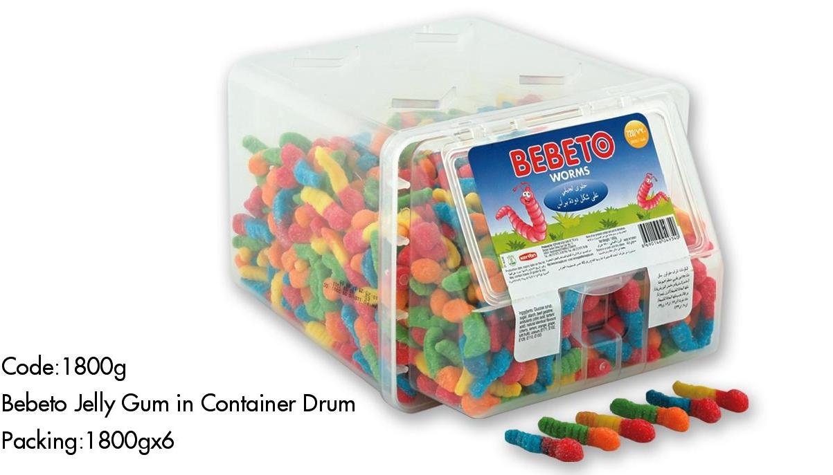 BEBETO Worms Jelly Gum In Container Drum products,Turkey BEBETO Worms ...