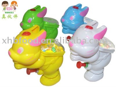 XHB-3021  Big   Bottle  Rabbit Water Gun With Fruit Candy