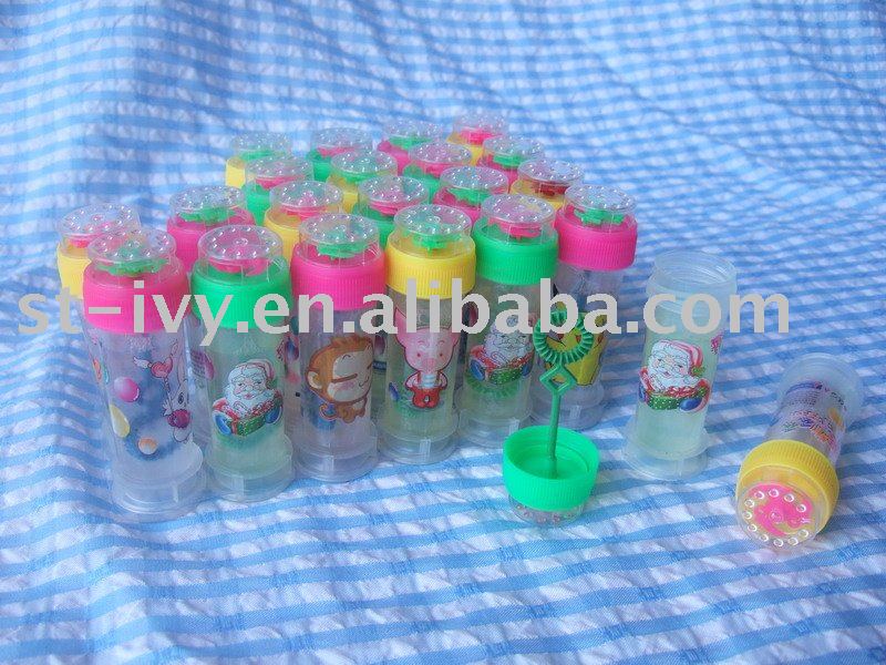 Bubble liquid in cartoon bottle