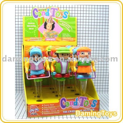 Wind Up Rope Skipping Cartoon Candy Toy(12Pcs/Box)
