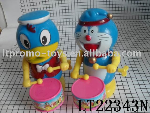 big pull line cartoon drum duck/cat candy toy