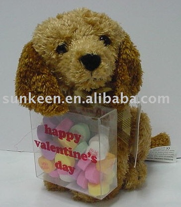 Plush valentine dogs with candy