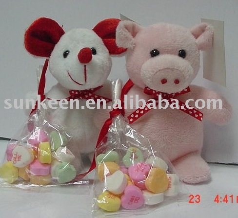  plush  mini animal with conversation heart