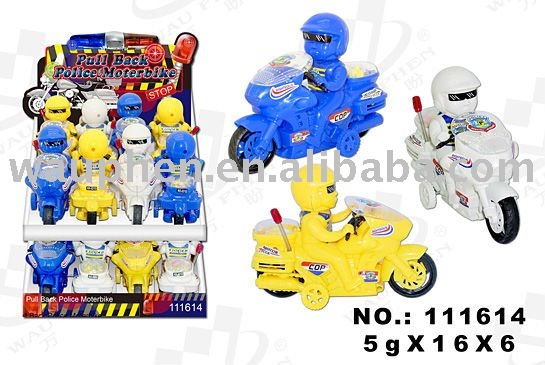  Pull  Back Police Moterbike Candy Toy (111614)