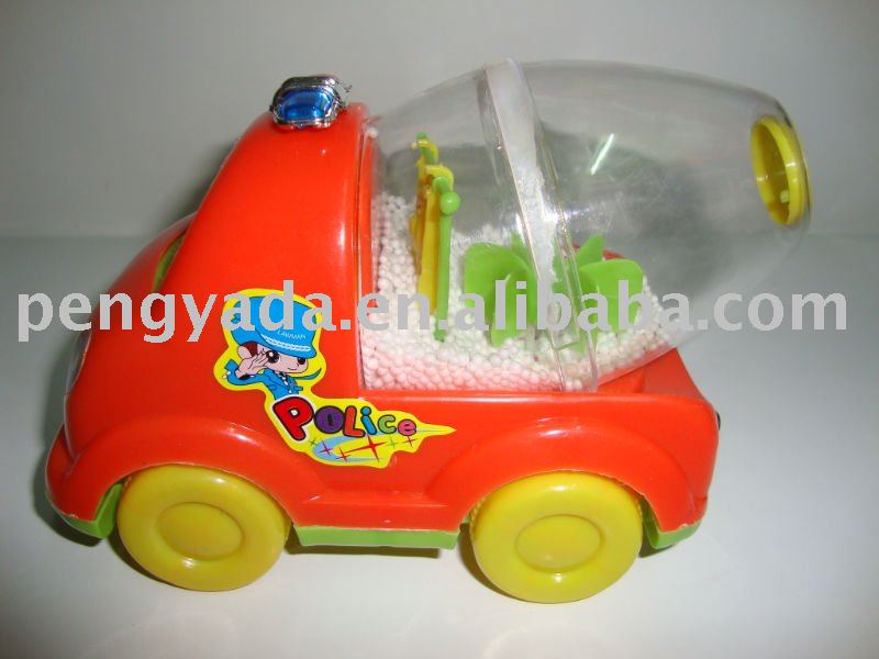 pull line snow police car candy toy