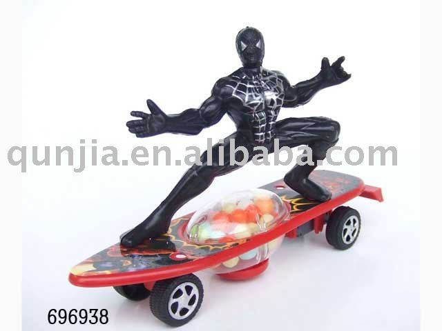 pull back black spiderman finger board skate,candy toys