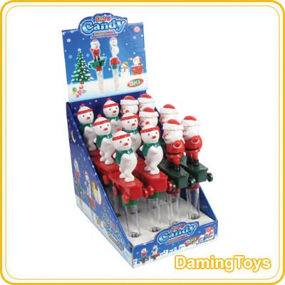 PULL BACK SKATING SANTA CLAUS AND SNOW MAN CANDY TOYS(817TUB