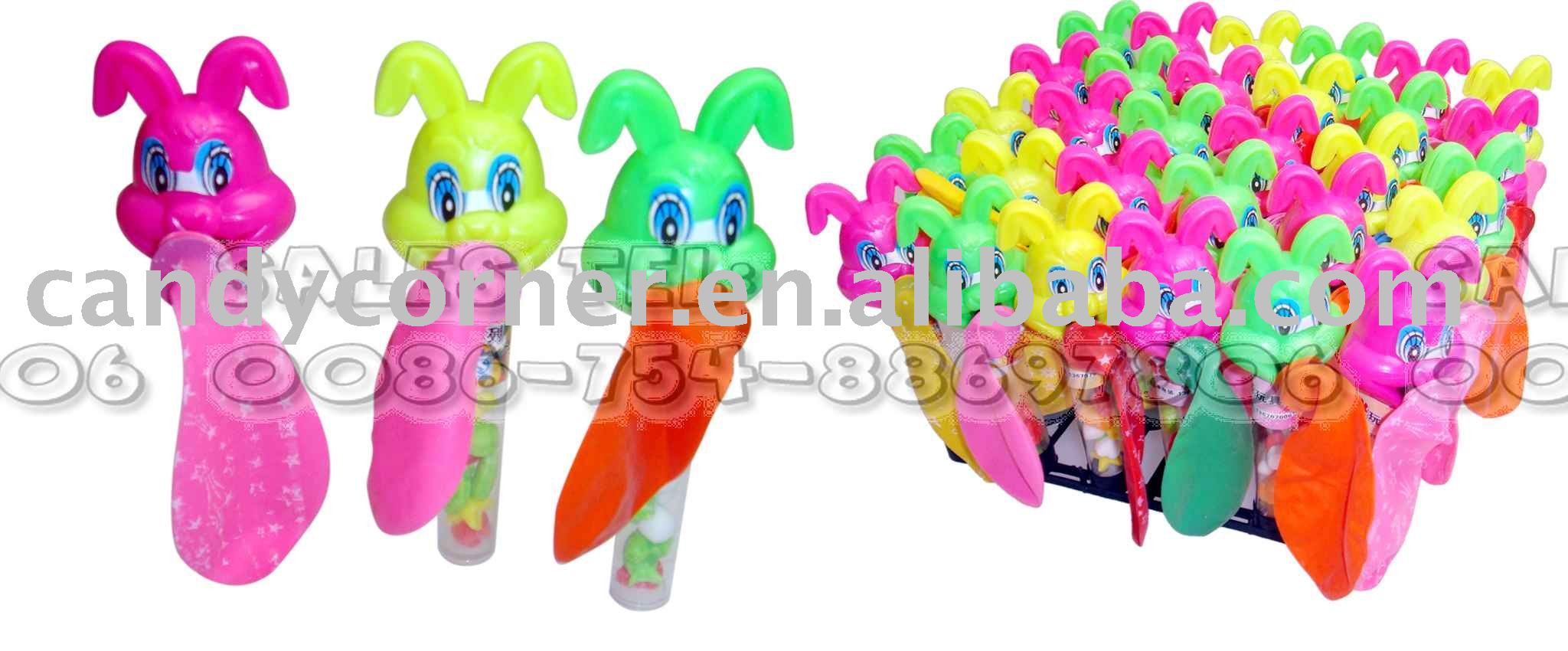 plastic  rabbit   toy  with candy