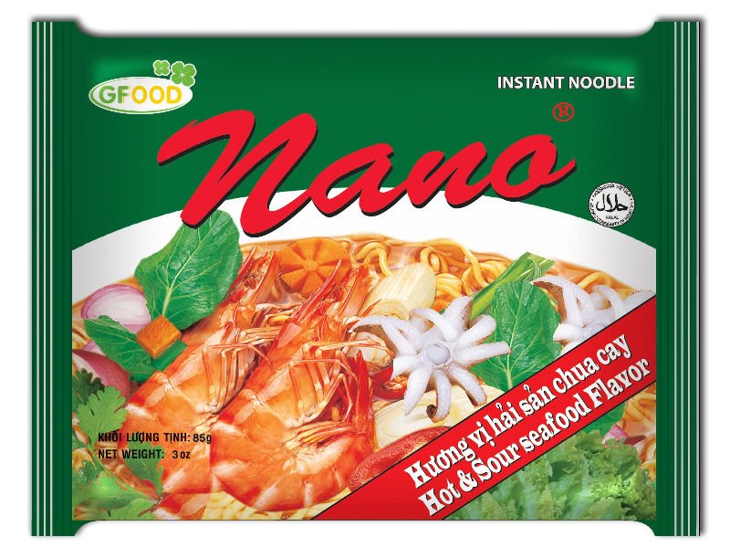 HALAL INSTANT NOODLE - NANO BRAND - HOT   SOUR SEAFOOD FLAVOR