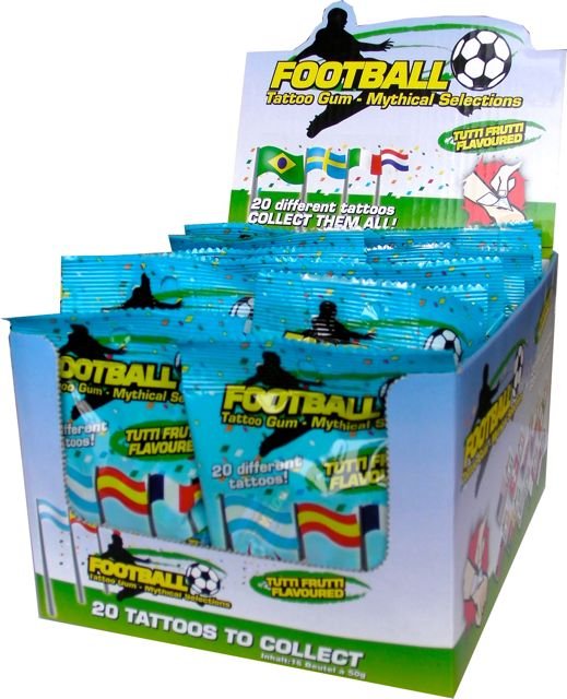 Soccer Tattoo Gum in Polybag