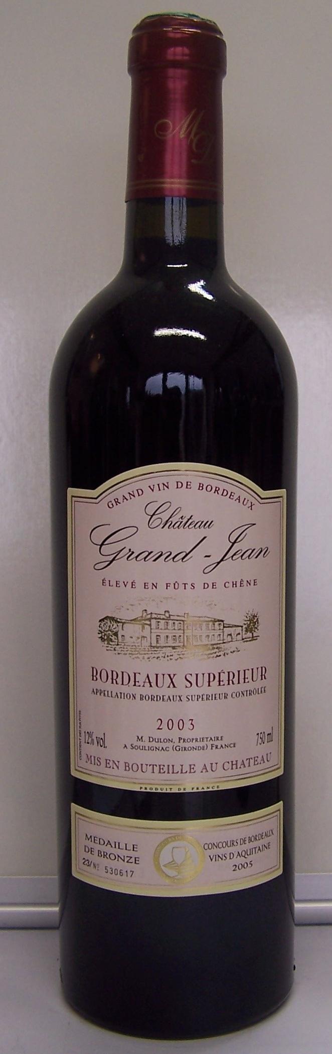 CHATEAU GRAND-JEAN 2003 BORDEAUX SUPERIEUR