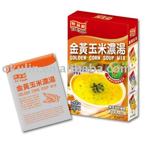 instant Corn Soup Mix powder sachet in box