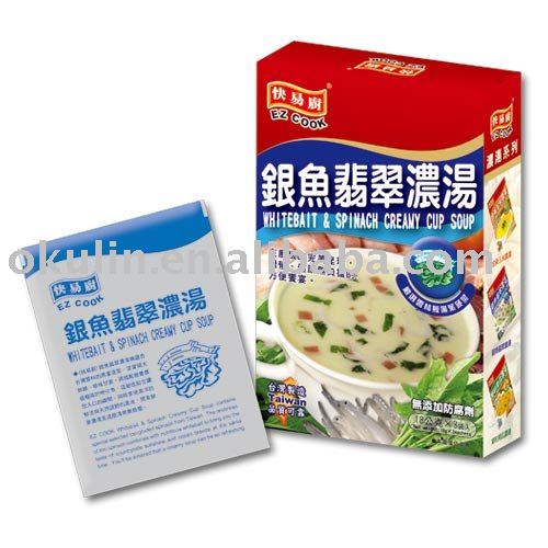 instant Whitebait   Spinach creamy Soup Mix powder sachet in box