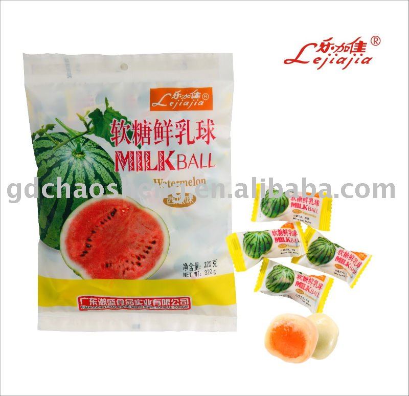 fresh milk soft candy ball (watermelon flavor)