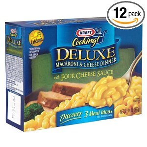 Kraft Macaroni & Cheese Deluxe Dinner, Four Cheese Sauce, 14-Ounce Boxes (Pack of 12)