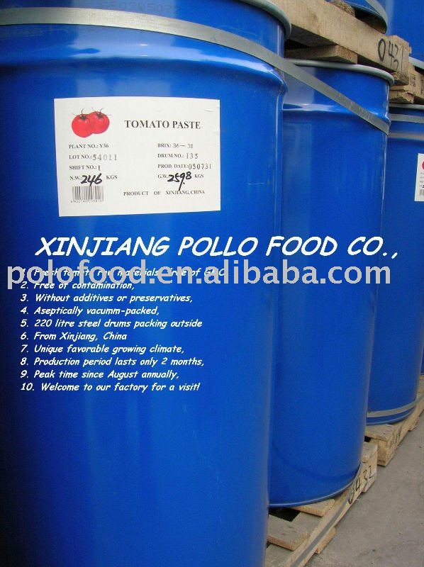 2009 Crop Tomato Paste Packing In 220 Liter Steel Drums with Aspeptic Bags Inside