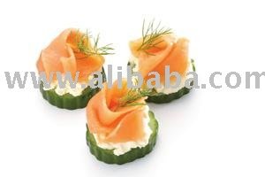 Smoked Salmon with Wasabi Mayonnaise & Dill Cucumber on Rye Toasts  Canapes