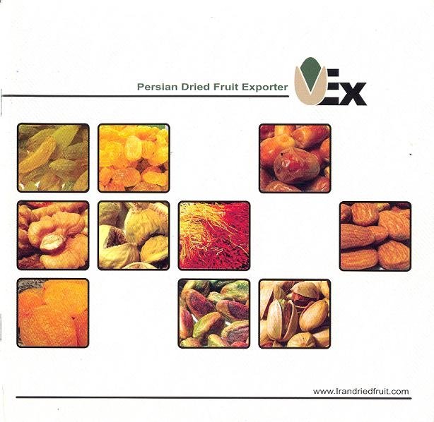 Dried: Raisin, Fig, Date, Apricot, Almond, Pistachio, Saffron, Mango, Papaya, Pineapple, Ginger, Cor