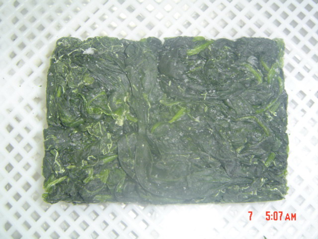 Frozen spinach block