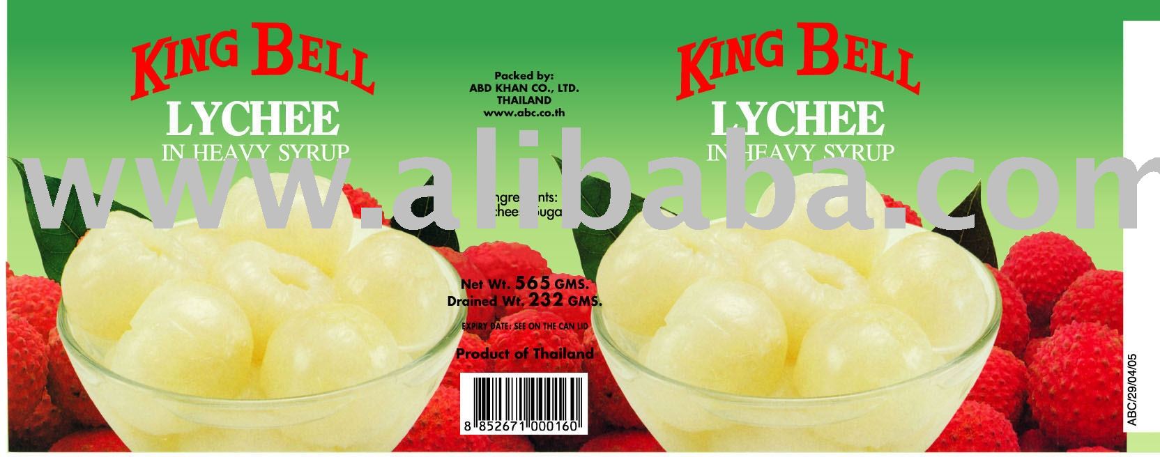  Lychee  in  Heavy   syrup  Size Jumbo (Count 18 max) 20oz 565/230 grams x 24