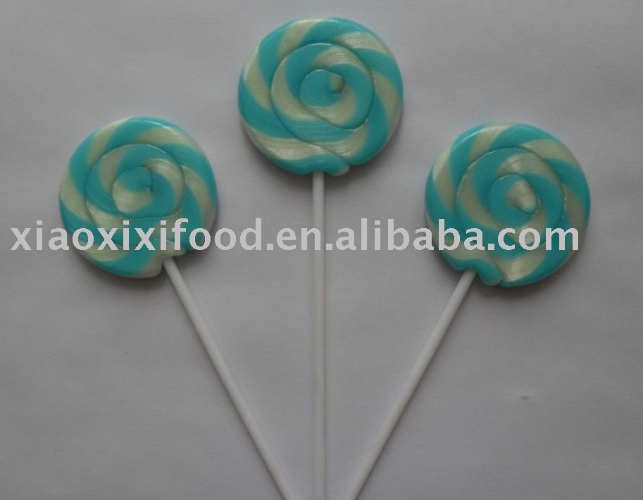 blue round flat lollipop