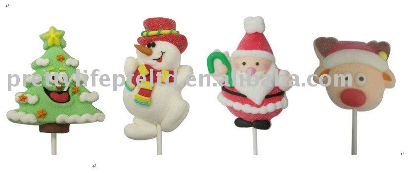 45g Hand Decorated Marshmallow Pop Candy for Xmas Confectionery