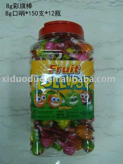 8g lollipop candy with whistle