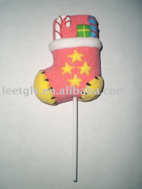 3-D decorated Xmas  socks  Marshmallow lollipop