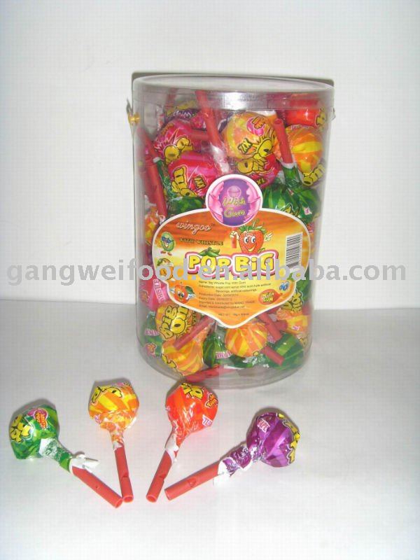  POP   BIG  whistle  lollipop  with gum