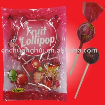 Lollipop filled with bubble gum