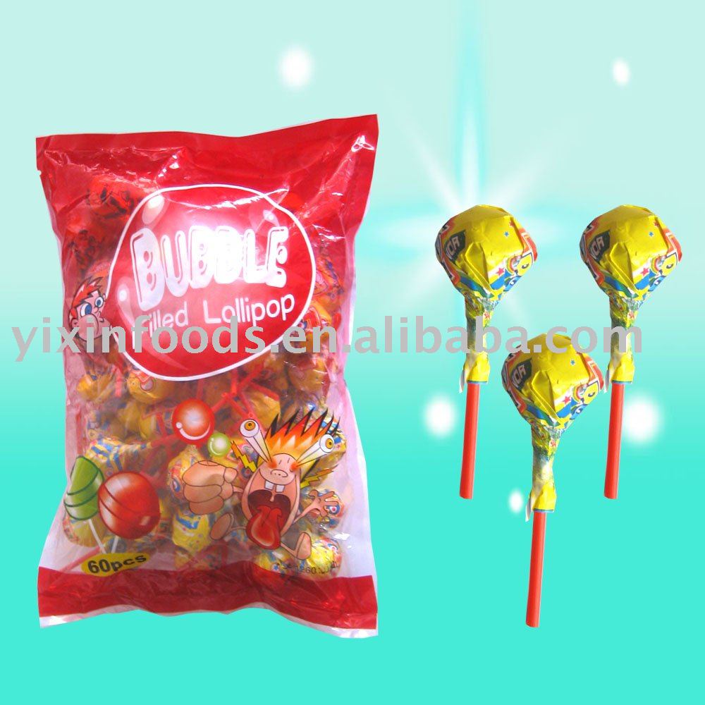 Fruit Lollipop with Gum Filling