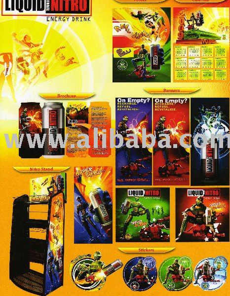 Liquid Nitro Energy Drink Posters, Calendar, Brochures,  Banner s, Nitro Stand and Stickers