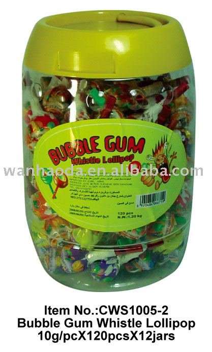 Bubble Gum Whistle Lollipop