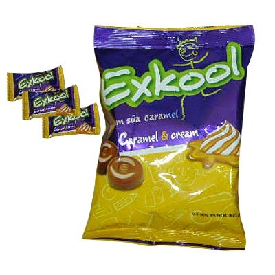 Ex-kool hard candy in plastic bag 108g  caramel   flavour 