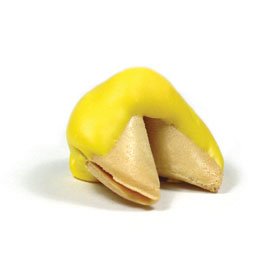 Traditional Fortune Cookies Dipped in Yellow/Lemon Chocolate