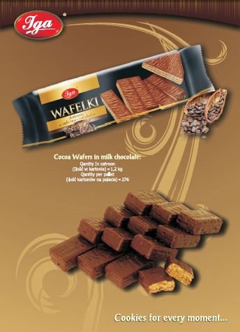 cocoa wafers with milk chockolate 165g